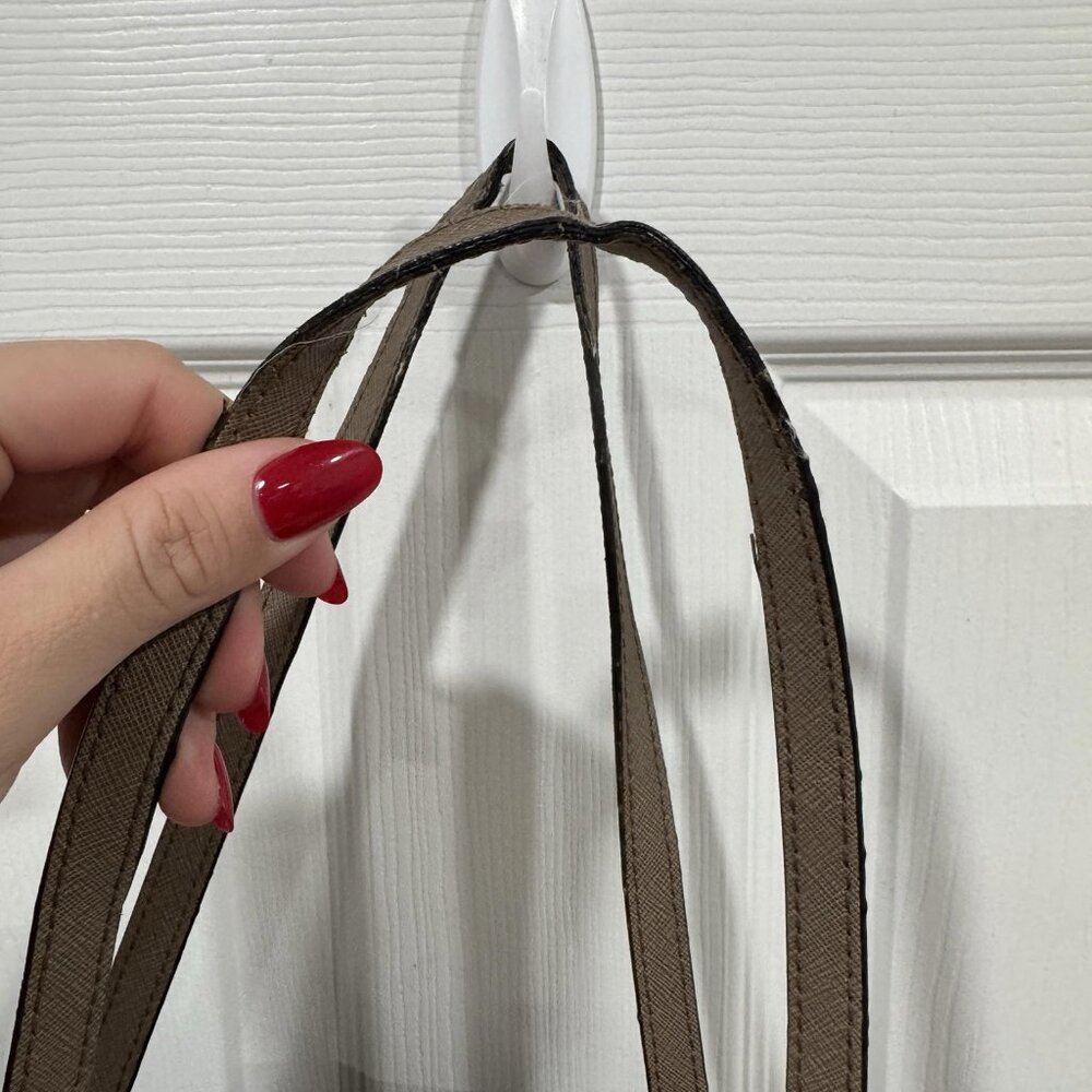 MICHAEL KORS Taupe Leather Jet Set Tote Bag Purse Vacation Brunch Spring‎ Summer - Picture 5 of 15